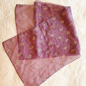 Sheer Lavender Scarf with Gold Metallic Embellishment